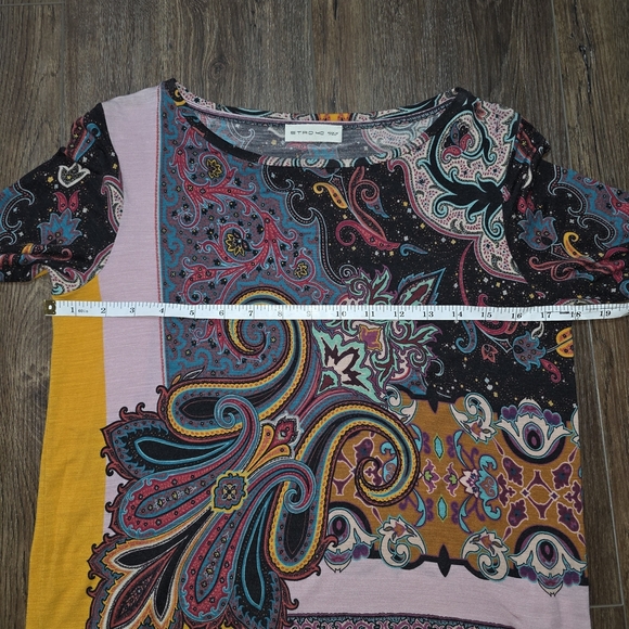 Etro Italy Paisley Print Long Sleeve Top Multicolor Wool Blend Size 40 (US 6) - Picture 6 of 11